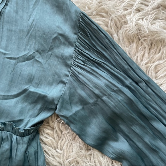 NWT Mustard Seed 'Balsam Green' pleated 3/4 sleeve flowy dress size S - Picture 2 of 7